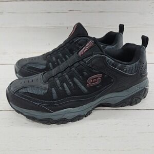 Skechers Afterburn Mens 9 Black Gray Slip On Casual Shoes Sneakers 51866